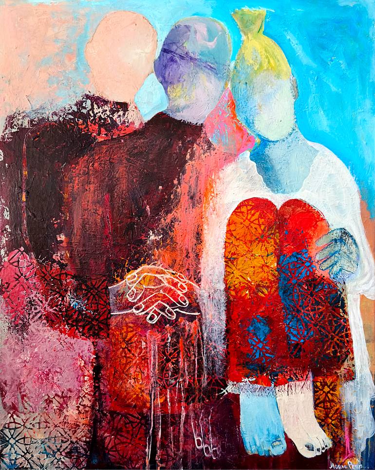Intertwined Souls (Contemporary Figurative Connection) Original Painting by maria penn