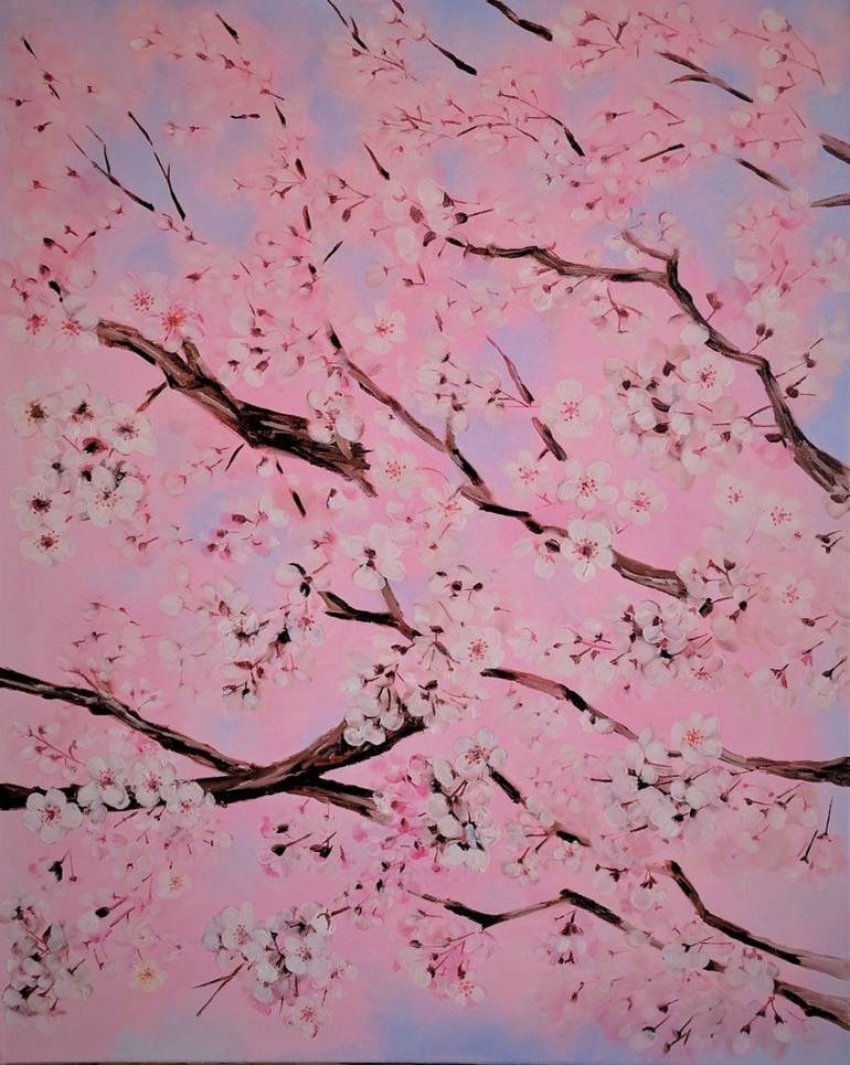 Cherry Blossoms Painting by Madhurima Nag | Saatchi Art