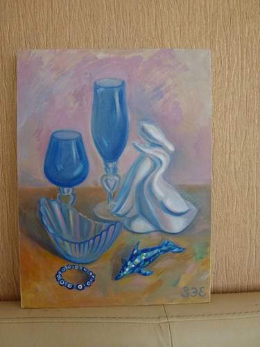 Still life with blue glasses thumb