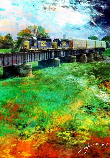 Original Impressionism Train Paintings by WILLIAM III