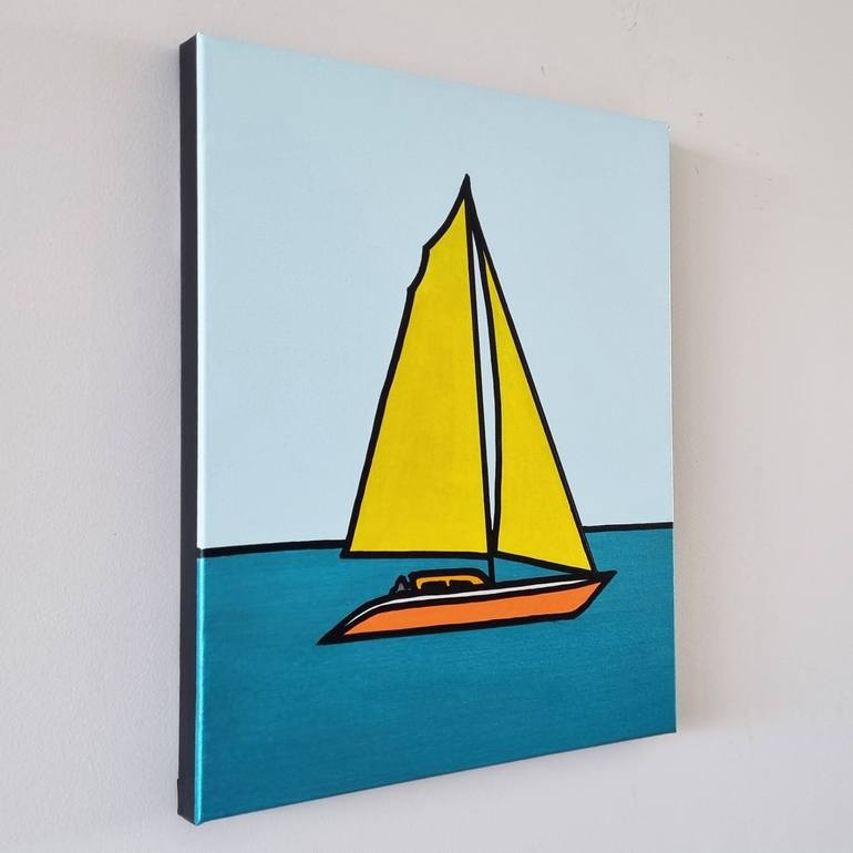 Original Pop Art Sailboat Painting by Rory OBrien