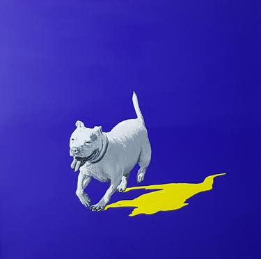 Blue and yellow bulldog thumb