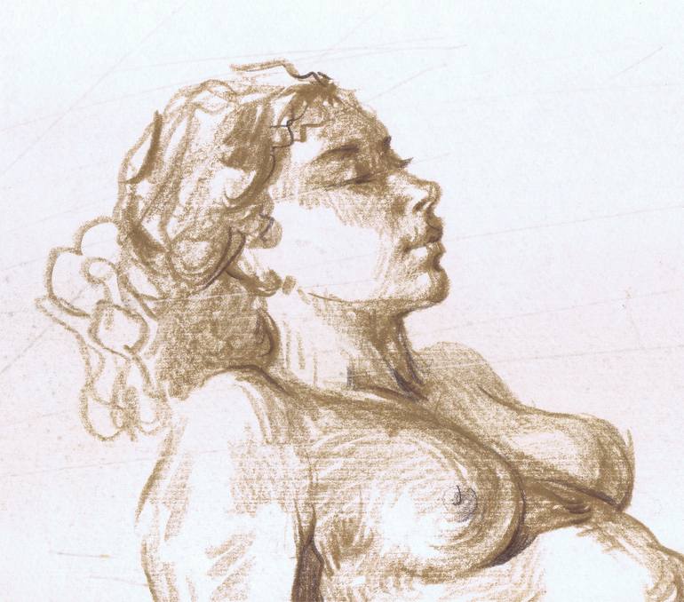 Original Conceptual Nude Drawing by Samira Yanushkova