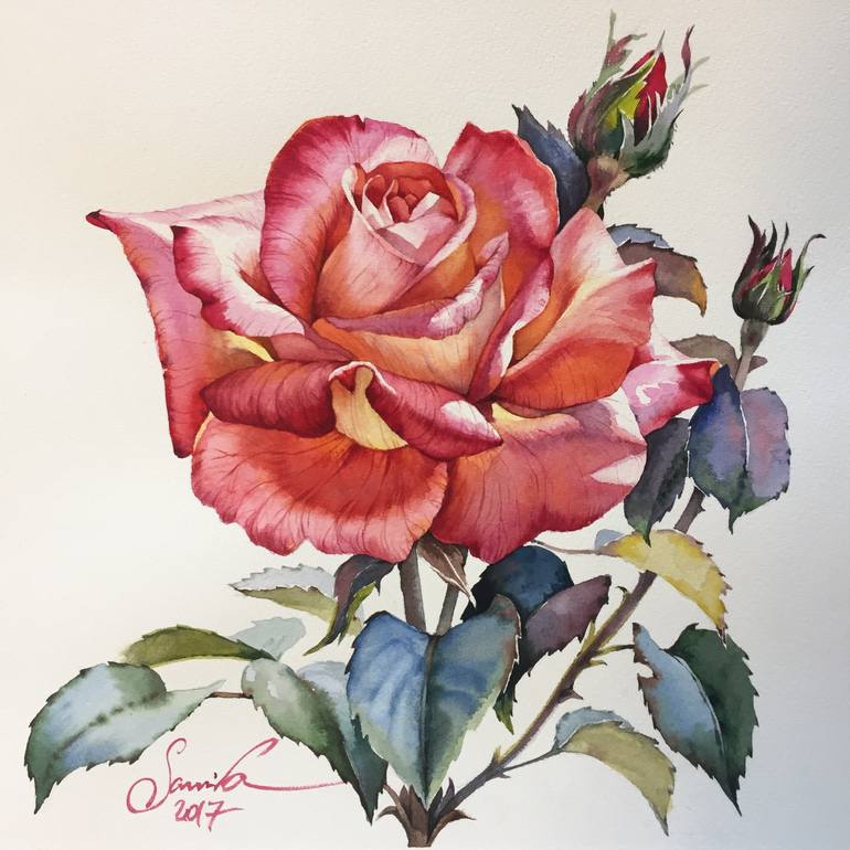 Light beautiful rose Painting by Samira Yanushkova  Saatchi Art