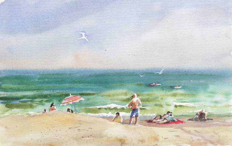 watercolor paintings of beach scenes
