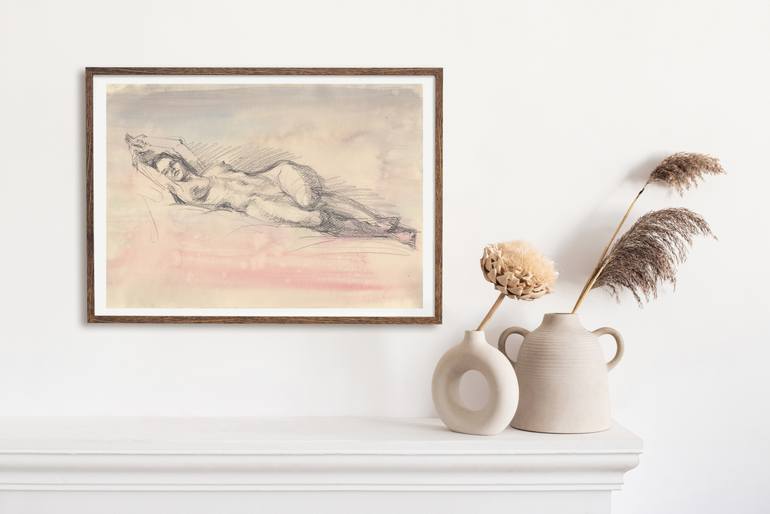 Original Abstract Erotic Drawing by Samira Yanushkova