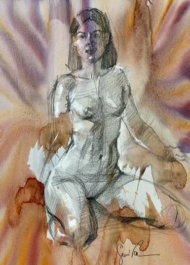 Original Expressionism Erotic Drawings by Samira Yanushkova