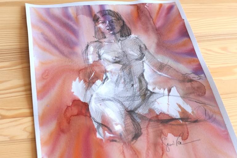 Original Abstract Erotic Drawing by Samira Yanushkova