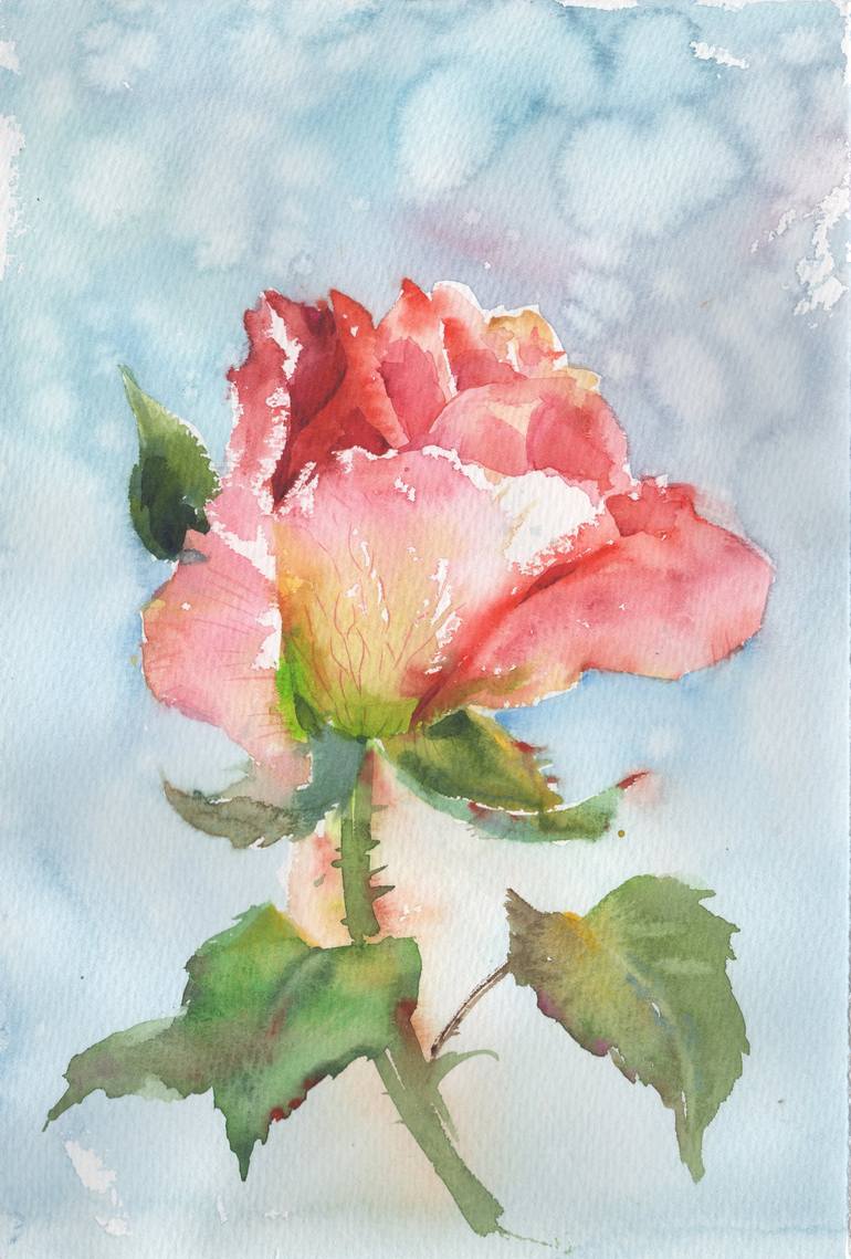 Watercolor flower painting of Rose Painting by Samira Yanushkova ...