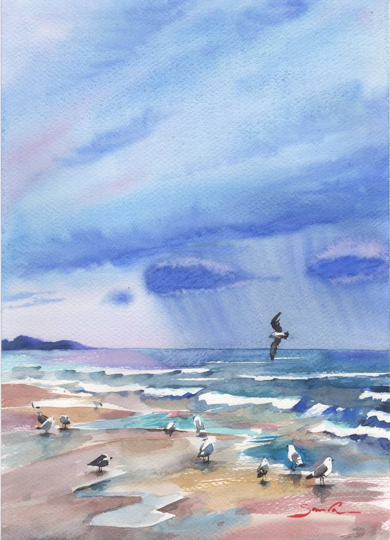 Download Seascape Watercolor Painting By Samira Yanushkova Saatchi Art