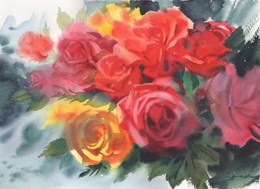 Original Abstract Expressionism Floral Paintings by Samira Yanushkova