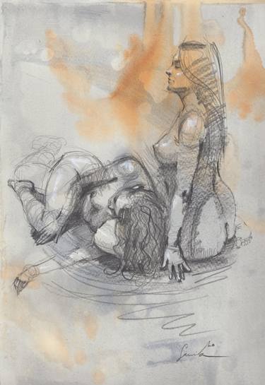 Print of Abstract Nude Drawings by Samira Yanushkova