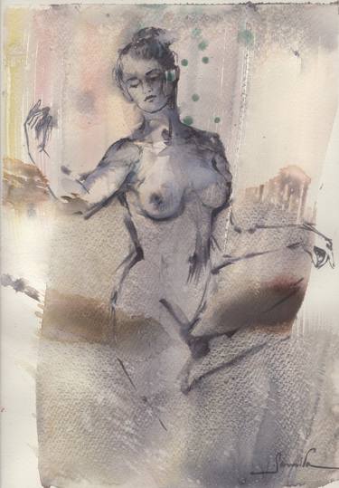 Original Abstract Expressionism Nude Drawings by Samira Yanushkova