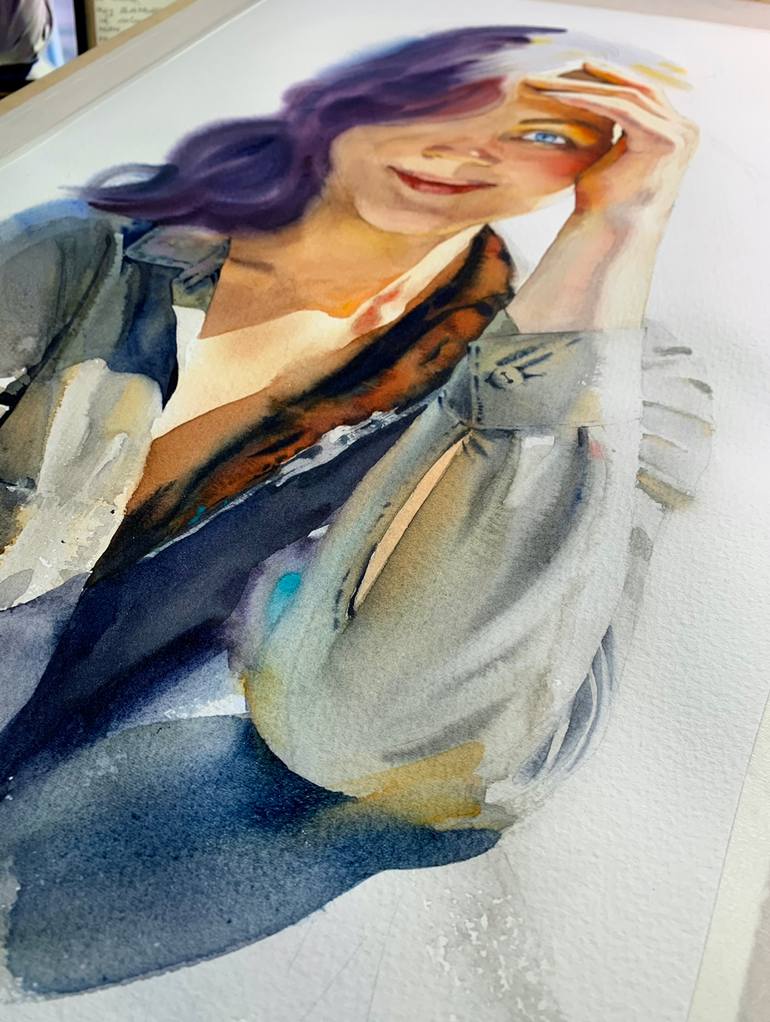 Original Realism People Painting by Samira Yanushkova