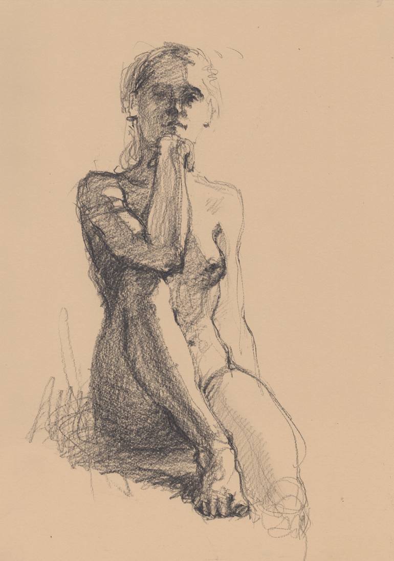 BEAUTIFUL EROTIC SKETCH OF WOMAN Drawing by Samira Yanushkova