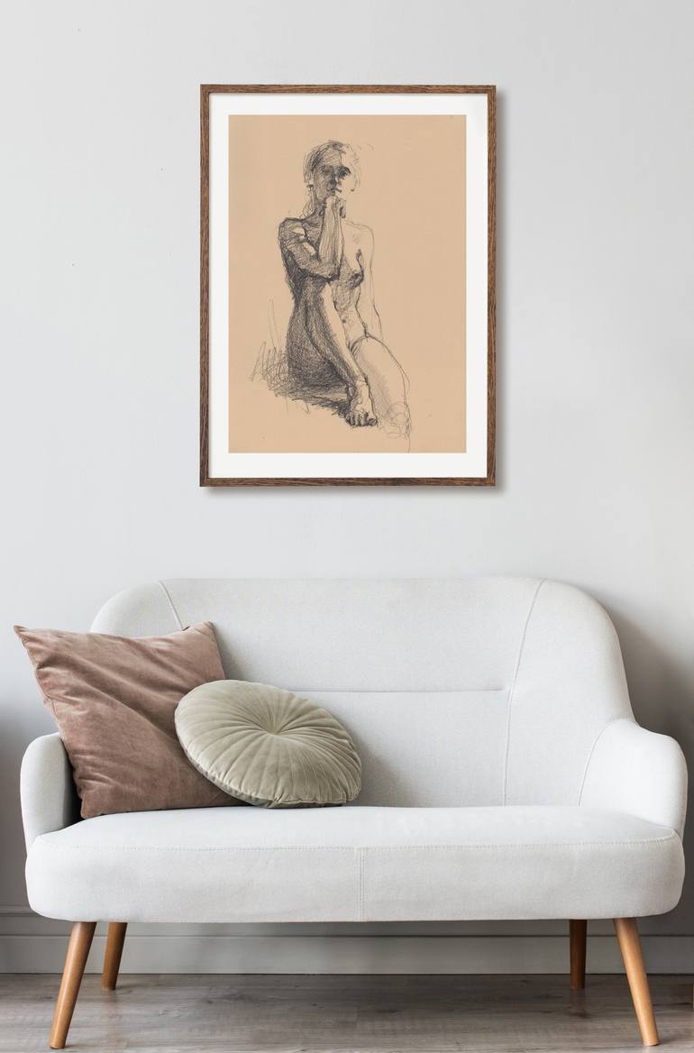 Original Realism Nude Drawing by Samira Yanushkova