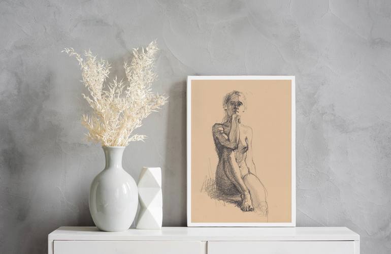 Original Realism Nude Drawing by Samira Yanushkova