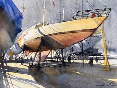 Yachts painting watercolor thumb