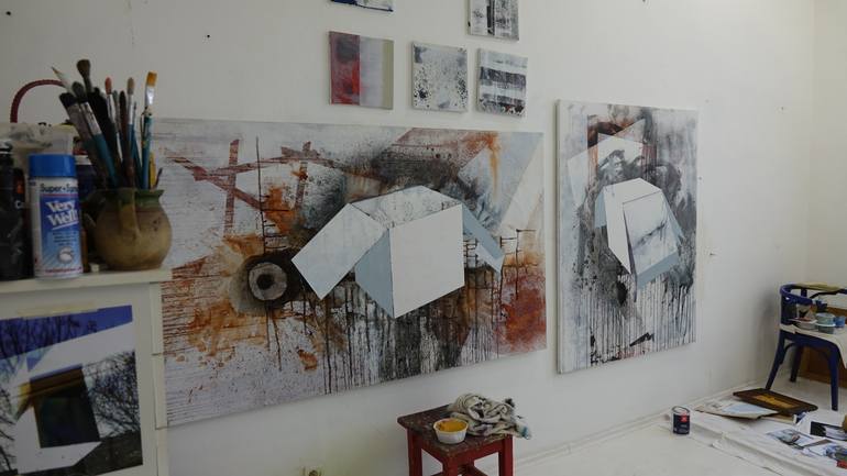 Original Conceptual Abstract Painting by F Balogh Erzsébet