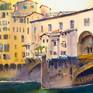 SUNSET IN FLORENCE. VIEW OF THE PONTE VECCHIO. Detail 1
