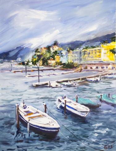 ASCONA MARINA. STORMY WEATHER IN SWISS LAKE. thumb