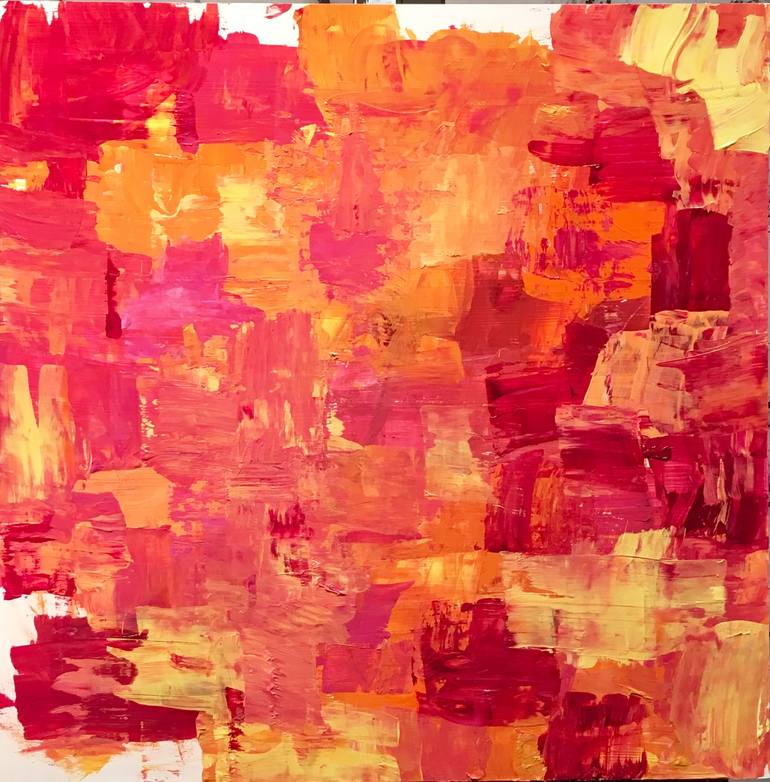 Original Abstract Painting by Hillary Metz | Abstract Expressionism Art on Wood | Grand Canyon Sunrise