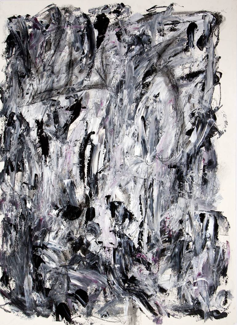 Original Abstract Painting by Hillary Metz | Abstract Expressionism Art on Other | Black and White with Pink