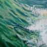 Jade Wave is an original oil painting inspired by my fascination with the ocean. Like many people I find water very therapeutic, whether I am just visiting the beach and watching the endless waves or getting lost in painting them.
I hope to bring the magic of majestic waves to your home, the jewel-like glitter as the sun hits the water droplets, the sound of the water rushing towards the shore, the salty scent in the air.
