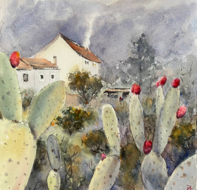 Cactus at Mallorca Painting by Shelly Du | Saatchi Art