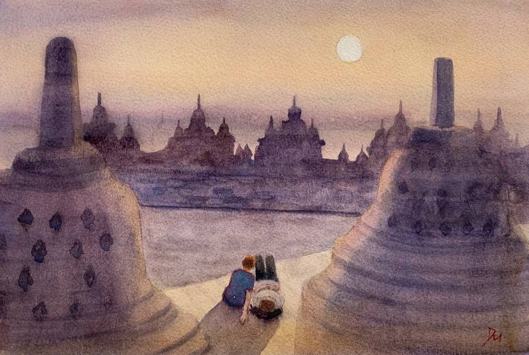 Borobudur 2024 acrylic painting