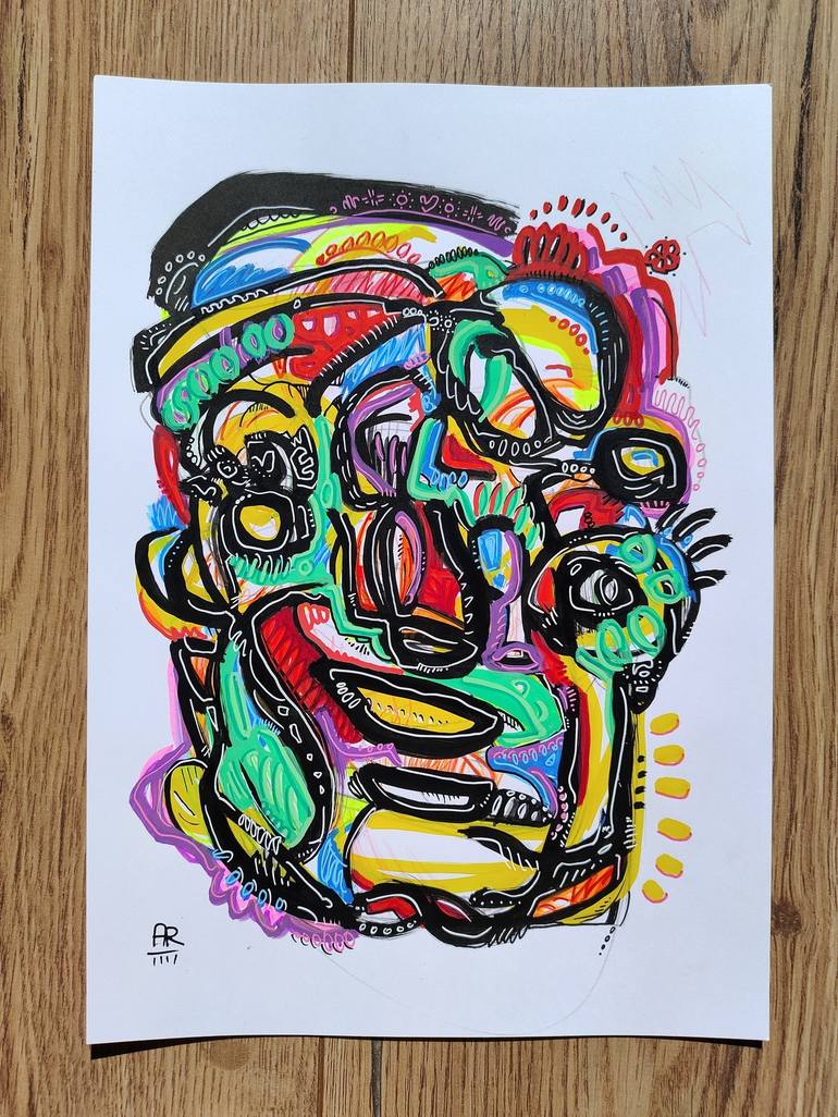 Original Abstract Portrait Painting by Ángel Rivas