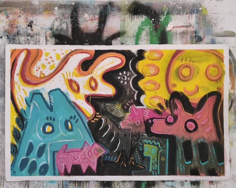 Original Expressionism Animal Painting by Ángel Rivas