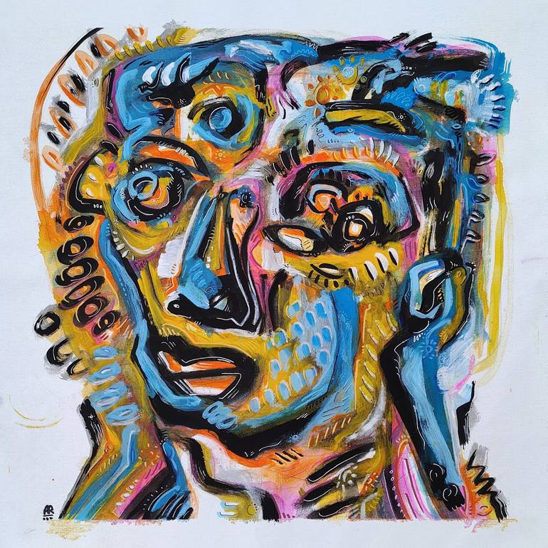 Original Abstract People Painting by Ángel Rivas
