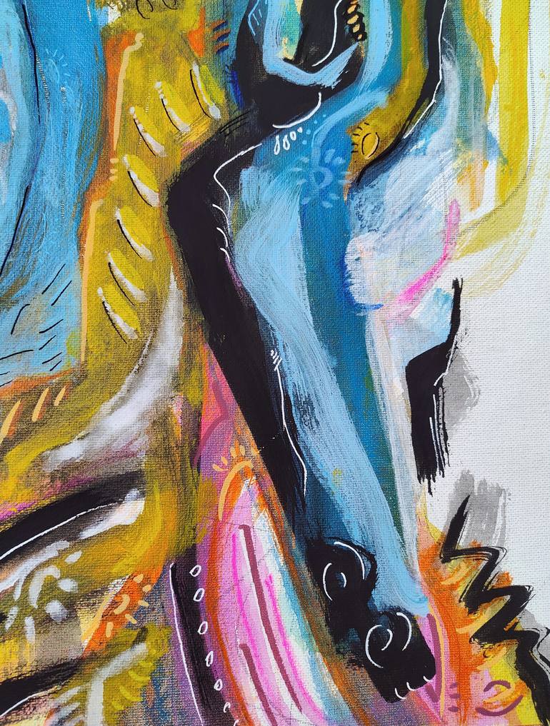 Original Abstract People Painting by Ángel Rivas