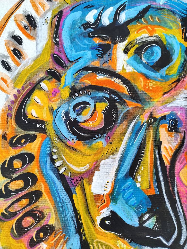 Original Abstract People Painting by Ángel Rivas