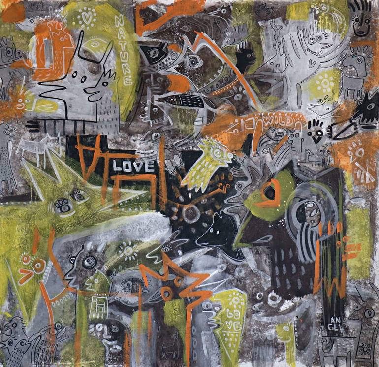 Original Expressionism Graffiti Painting by Ángel Rivas