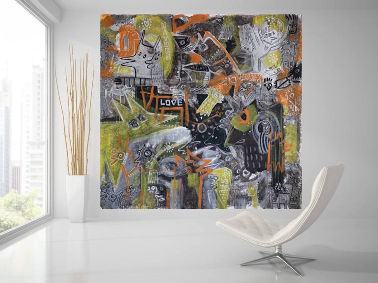 Original Expressionism Graffiti Painting by Ángel Rivas