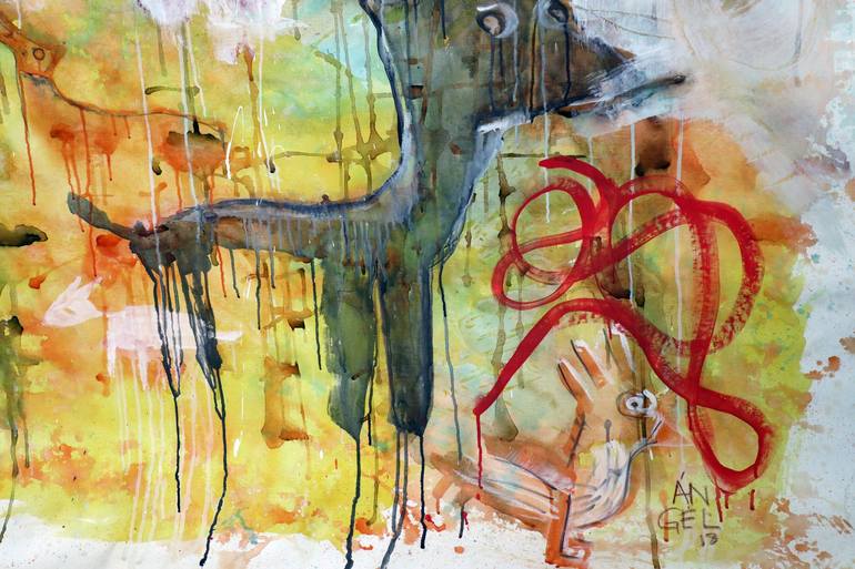 Original Expressionism Animal Painting by Ángel Rivas