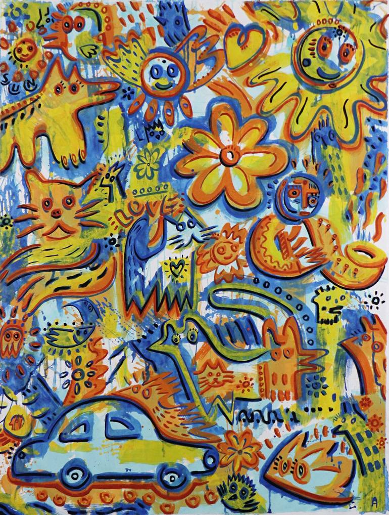 Original Expressionism Graffiti Painting by Ángel Rivas