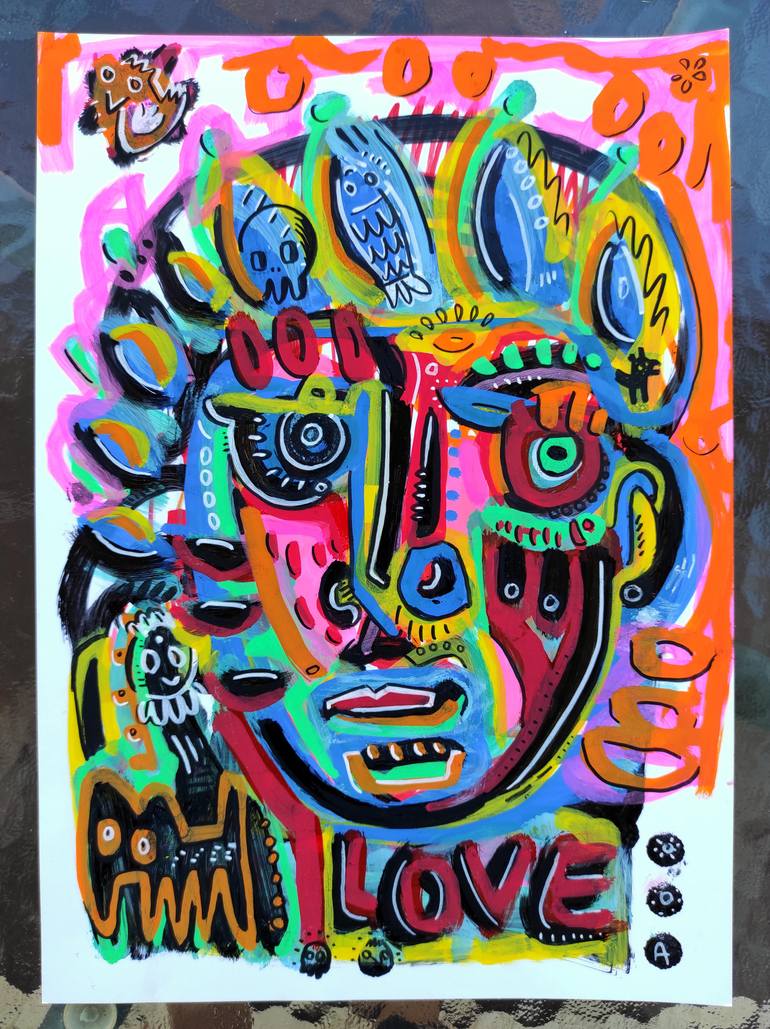 Original Expressionism People Painting by Ángel Rivas