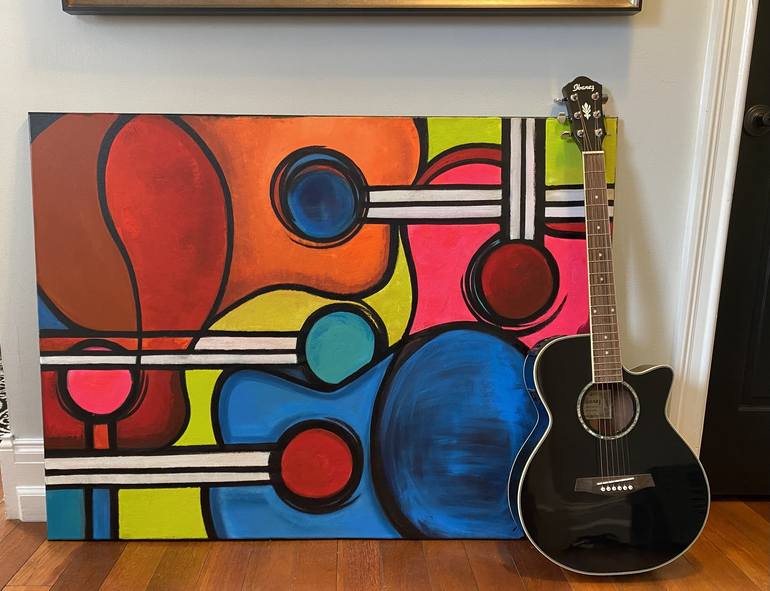Original Abstract Expressionism Music Painting by Erika Lozano