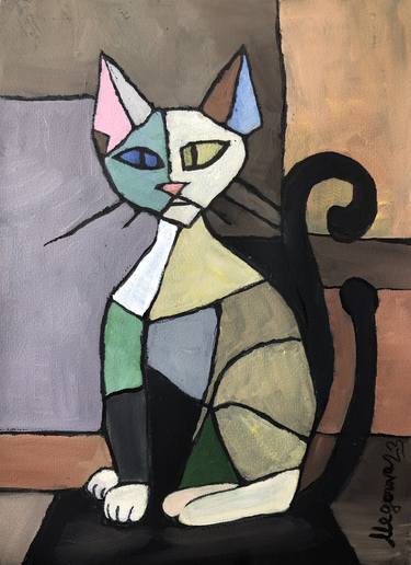 Original Abstract Expressionism Cats Paintings by Marina Egorova