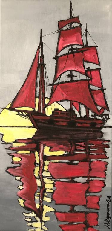 Original Conceptual Sailboat Paintings by Marina Egorova