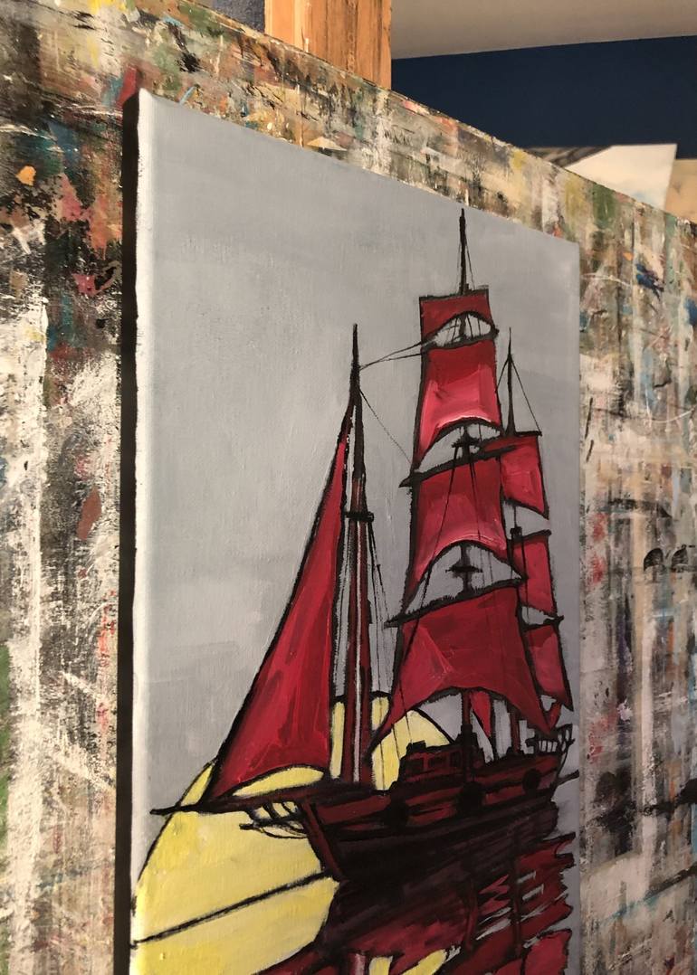 Original Conceptual Sailboat Painting by Marina Egorova