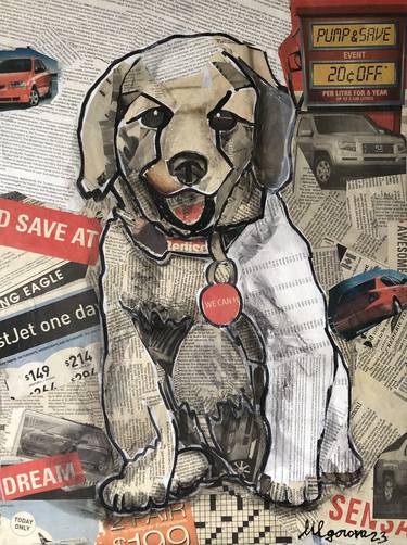 Original Contemporary Dogs Collage by Marina Egorova