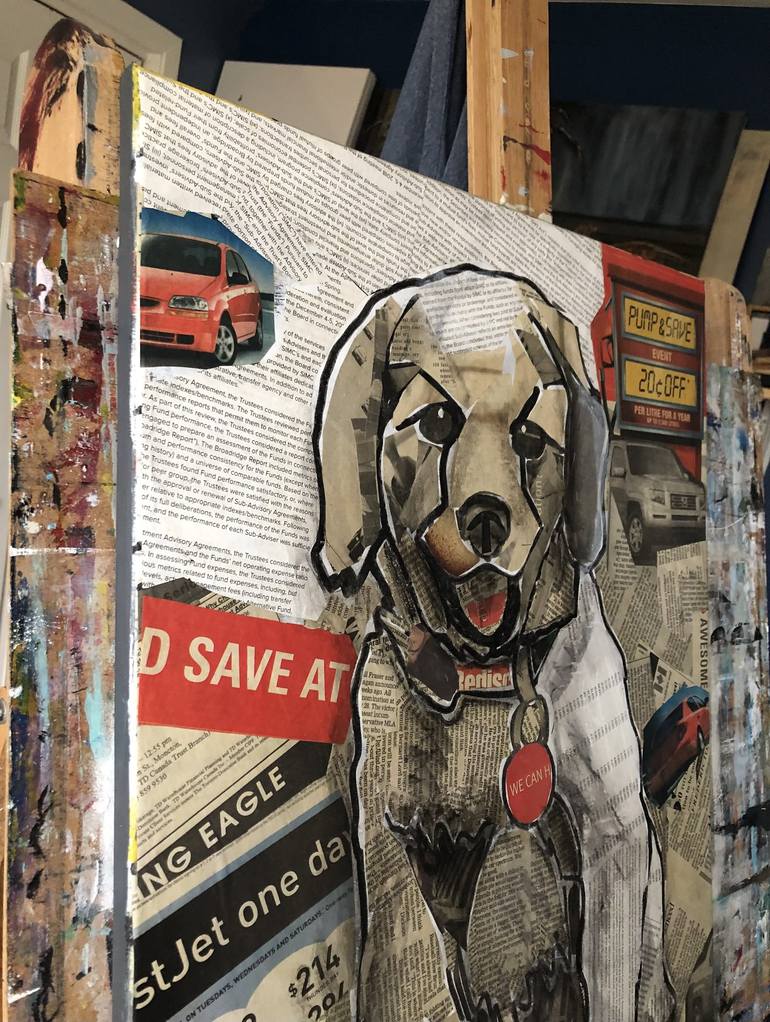 Original Contemporary Dogs Collage by Marina Egorova