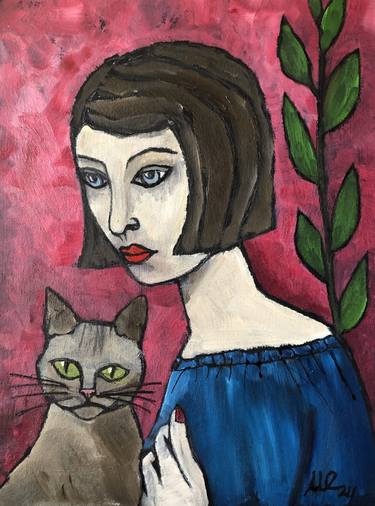 Original Figurative Cats Paintings by Marina Egorova