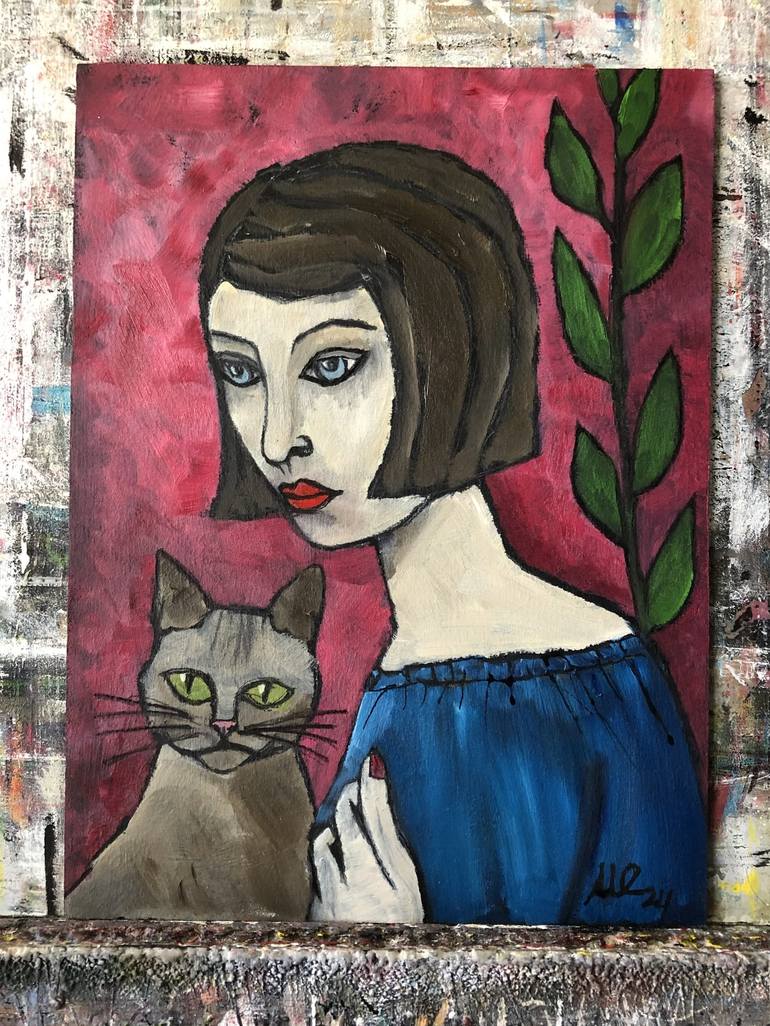 Original Contemporary Cats Painting by Marina Egorova