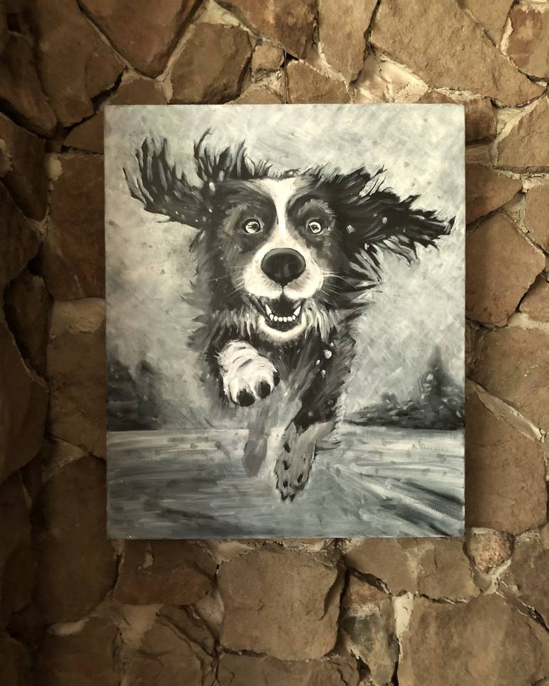 Original Black & White Animal Painting by Marina Egorova