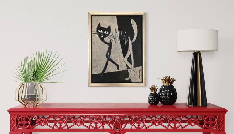 Original Abstract Expressionism Cats Painting by Marina Egorova